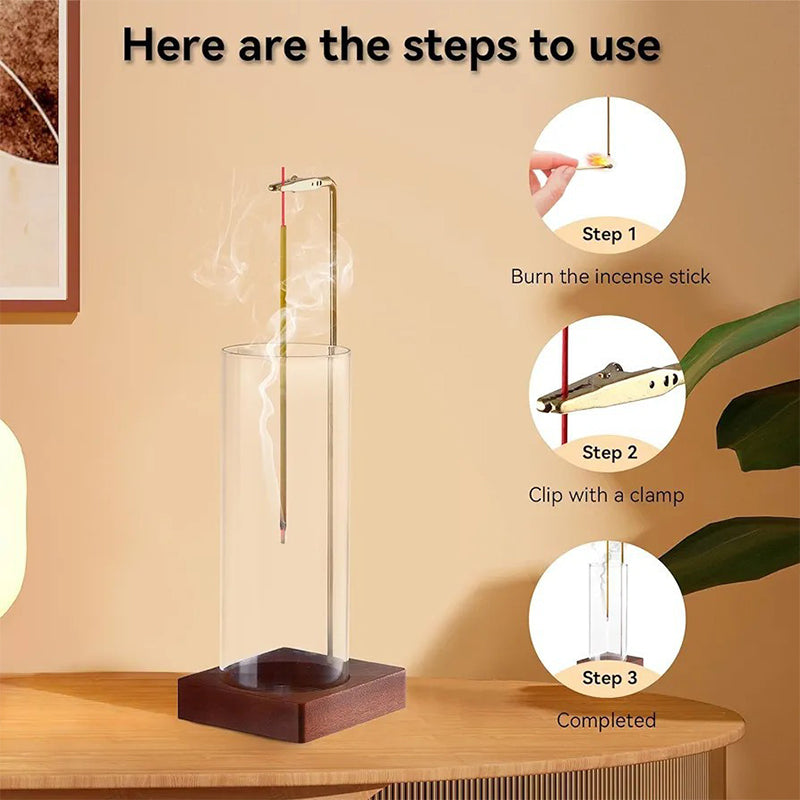 Incense Stick Holder with Detachable Glass Ash Catcher