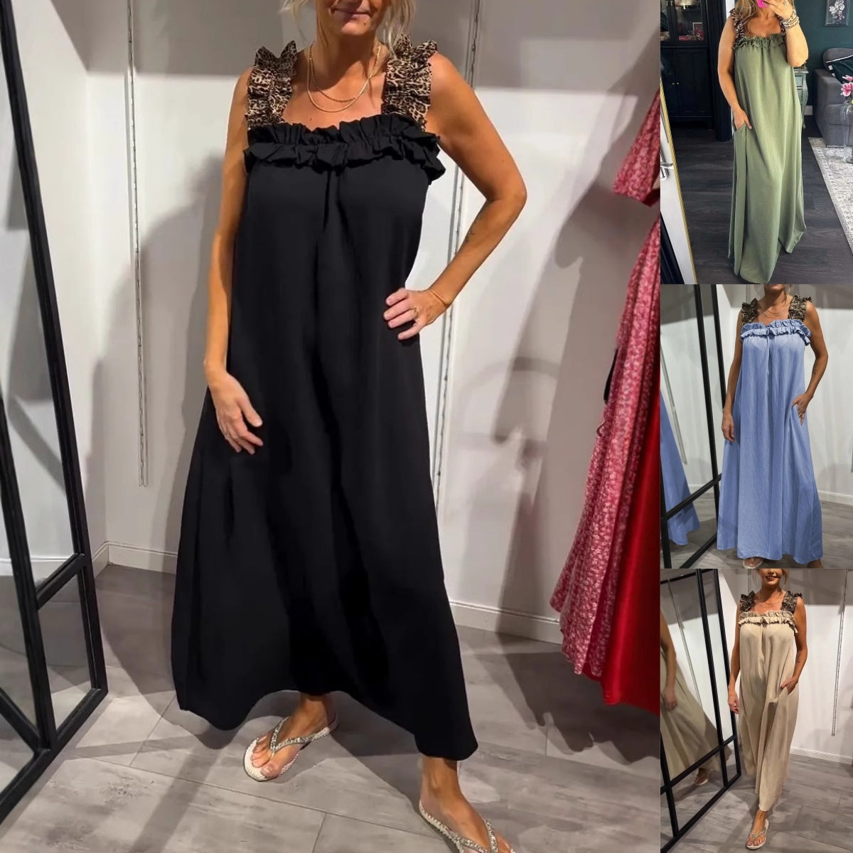 Women's Casual Sleeveless Maxi Dress with Pockets