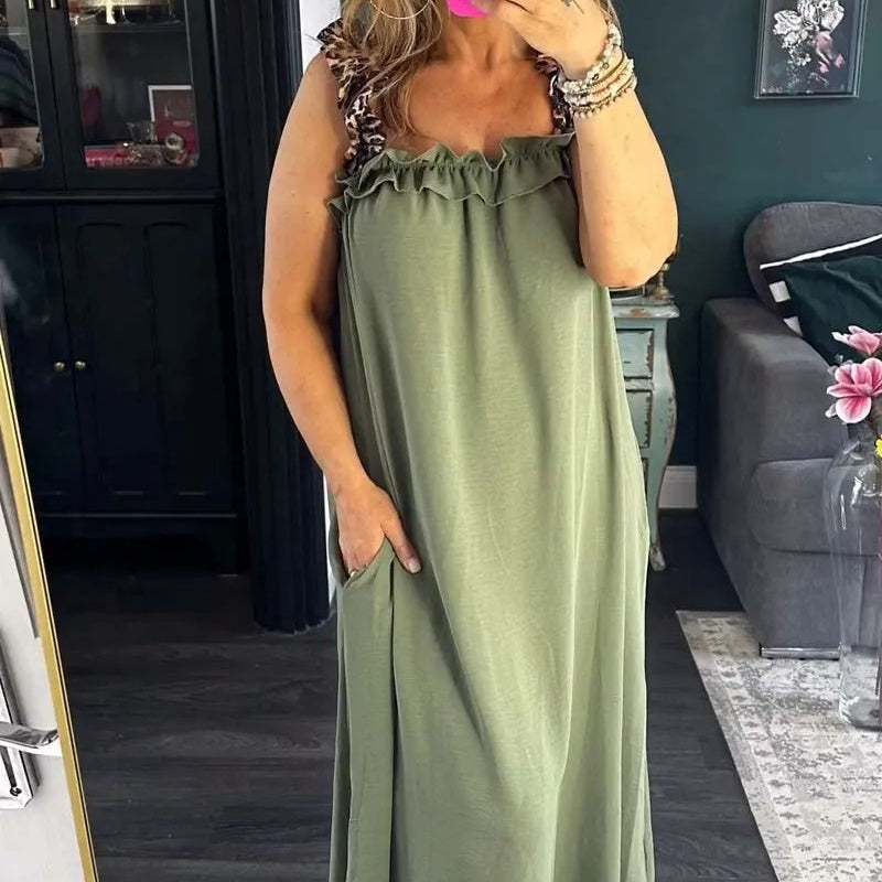 Women's Casual Sleeveless Maxi Dress with Pockets