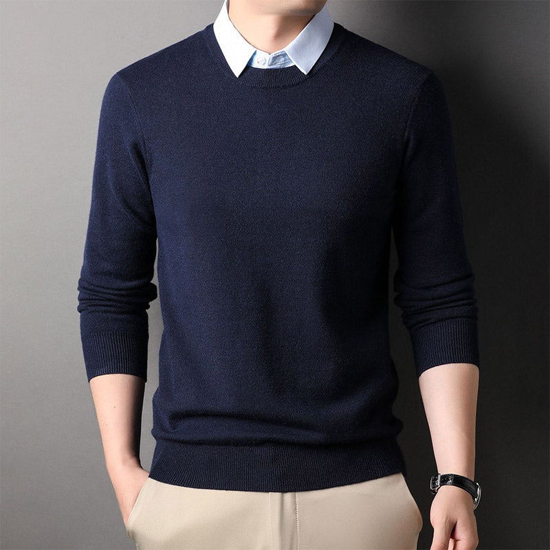 🔥Men's Fashion Faux Two-Piece Lapel Knit Shirt🔥（50% OFF）