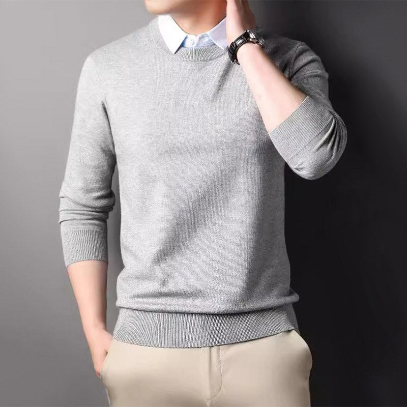 🔥Men's Fashion Faux Two-Piece Lapel Knit Shirt🔥（50% OFF）