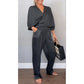 💞💞Women's 2-Piece Wrap V-Neck Top & Pants Set