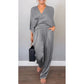 💞💞Women's 2-Piece Wrap V-Neck Top & Pants Set