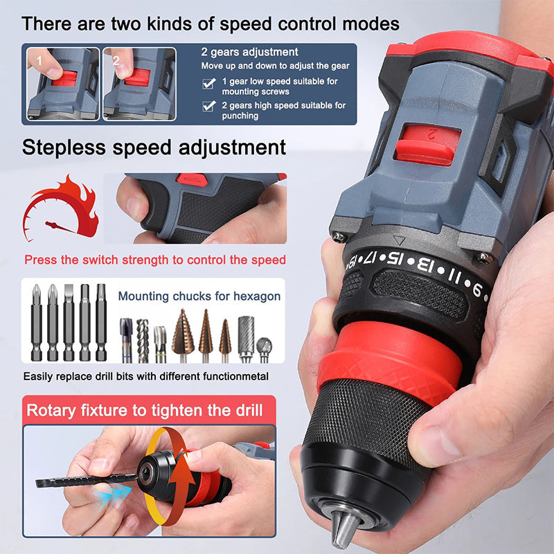 🔥Hot Sale🔥Electric Drill & Screwdriver with Removable Chuck