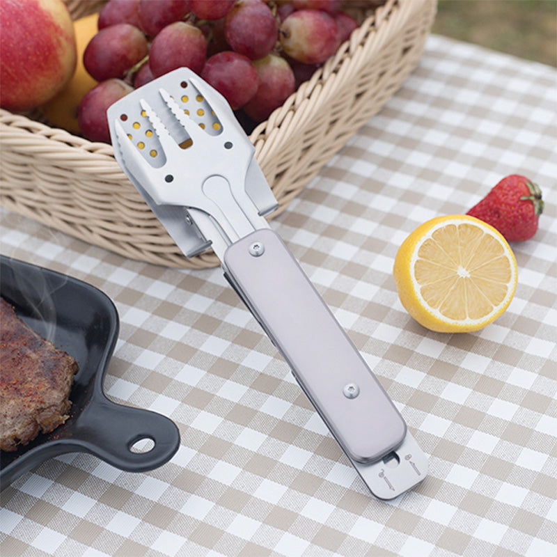 🔥Hot sale 🥓3-in-1 Camping BBQ Grill Utensils Home Fork Spatula Clip