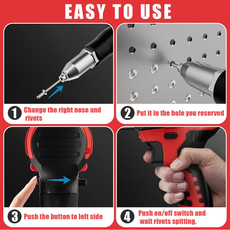 Portable Handheld 21V Brushless Rivet Machine with Aluminum Rivets & Storage Box