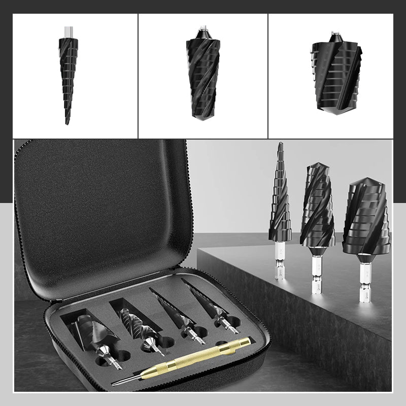 High Hardness Spiral Flute Step Drill Bit Set（50% OFF）