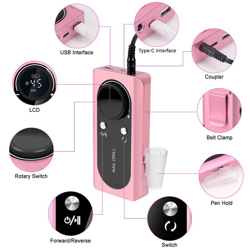 Portable Rechargeable Nail Buffer & Polisher Set