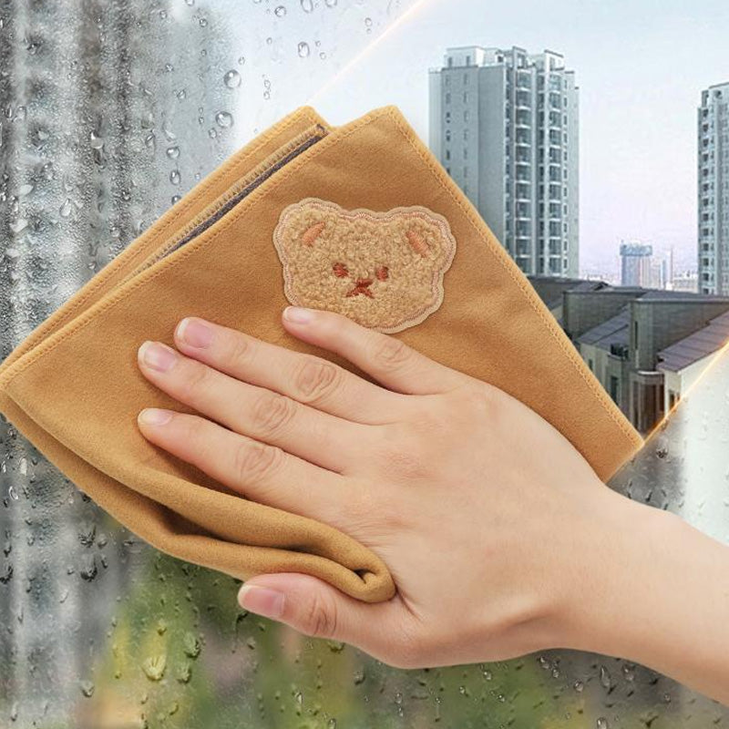 Bear Embroidered Dual-Sided Car Cleaning Cloth