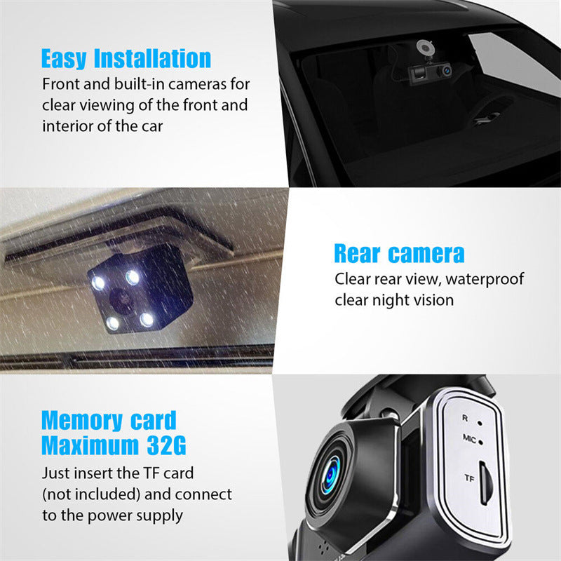 Record Every Angle Instantly! No-Blind Triple-Cam HD Dashcam