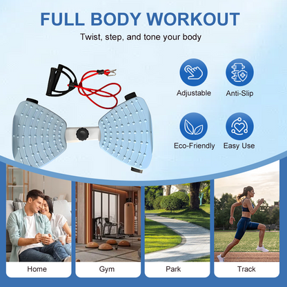 🚶50% OFF NOW! Compact Cardio Twisting Stepper Machine – Adjustable Full Body Workout Exercise Stepper with Resistance Bands, Anti-Slip Home Gym Fitness Equipment for Leg & Waist Toning
