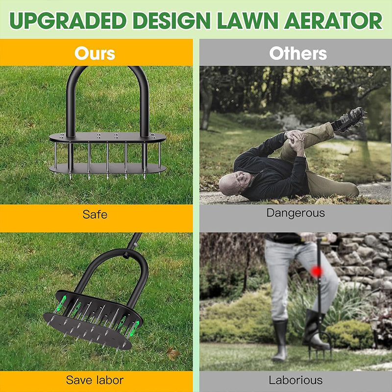 🌱 Manual Lawn Coring Aerator ✅ Carbon Steel Build & Spring Ejection | Healthier Grass Made Easy 🍃