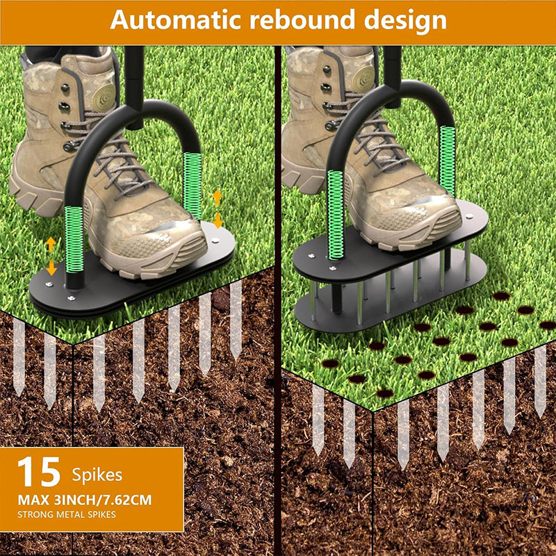 🌱 Manual Lawn Coring Aerator ✅ Carbon Steel Build & Spring Ejection | Healthier Grass Made Easy 🍃