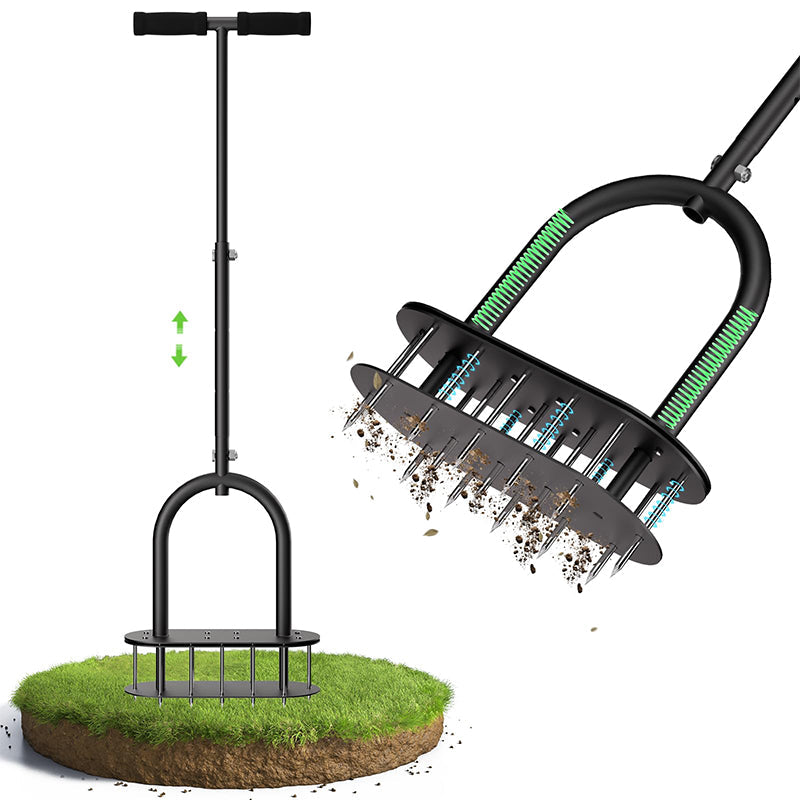 🌱 Manual Lawn Coring Aerator ✅ Carbon Steel Build & Spring Ejection | Healthier Grass Made Easy 🍃