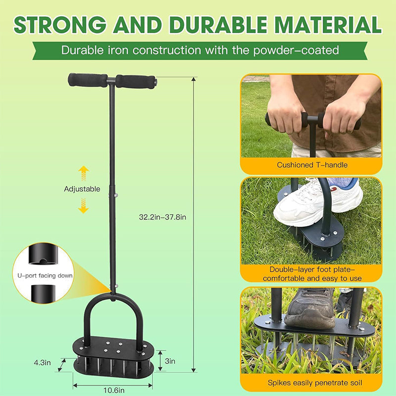 🌱 Manual Lawn Coring Aerator ✅ Carbon Steel Build & Spring Ejection | Healthier Grass Made Easy 🍃