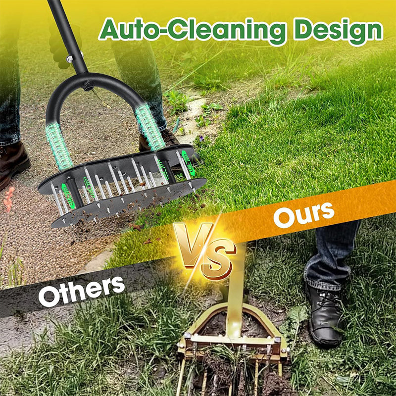🌱 Manual Lawn Coring Aerator ✅ Carbon Steel Build & Spring Ejection | Healthier Grass Made Easy 🍃