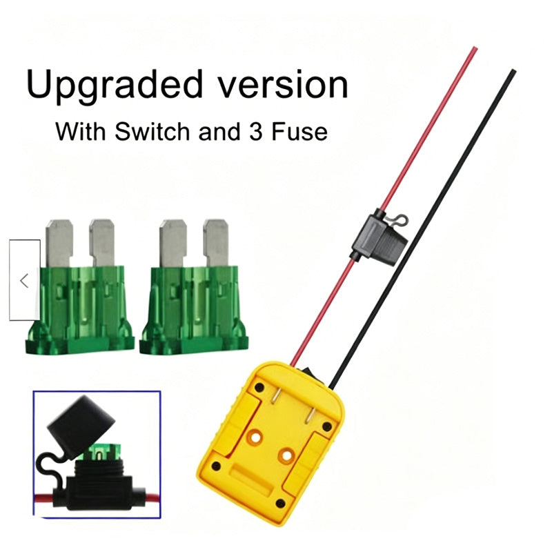 Power Wheels Adapter for DeWalt 18V/20V Battery with Switch & Fuse