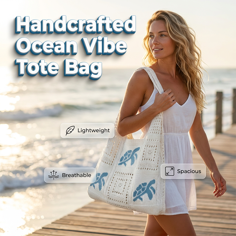 🌸Turtle Pattern Crochet Tote Bag