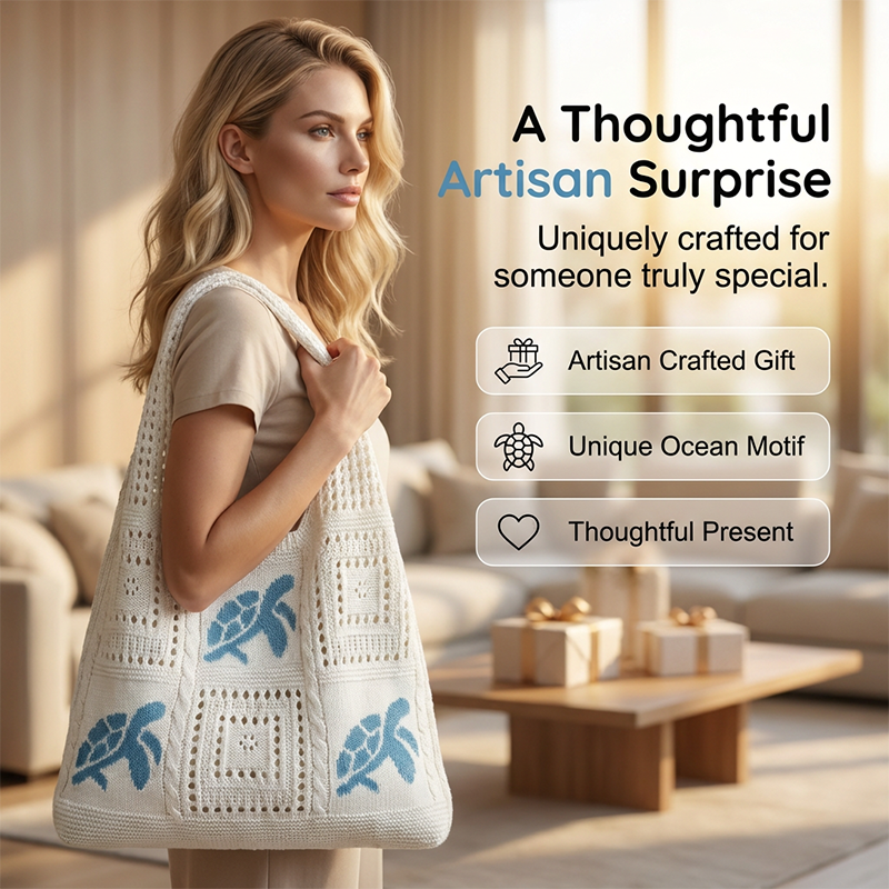 🌸Turtle Pattern Crochet Tote Bag