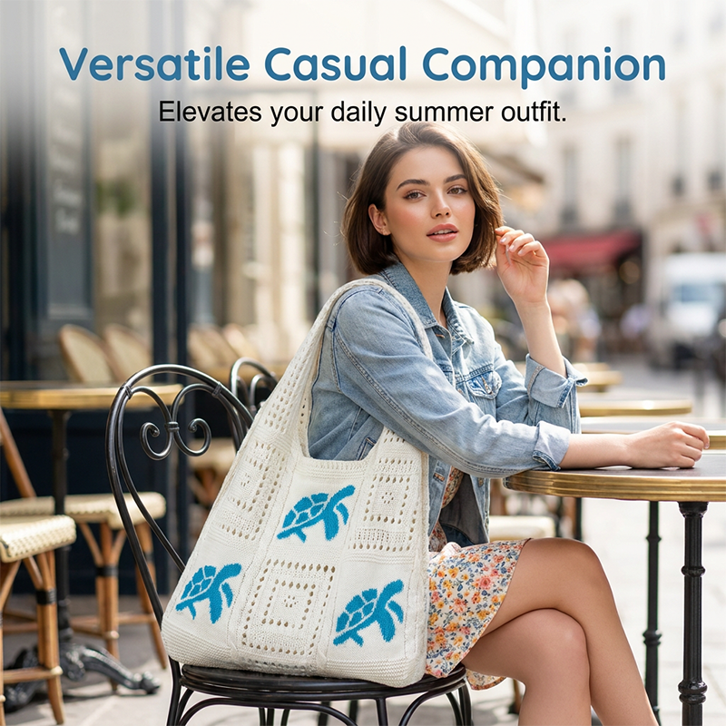 🌸Turtle Pattern Crochet Tote Bag