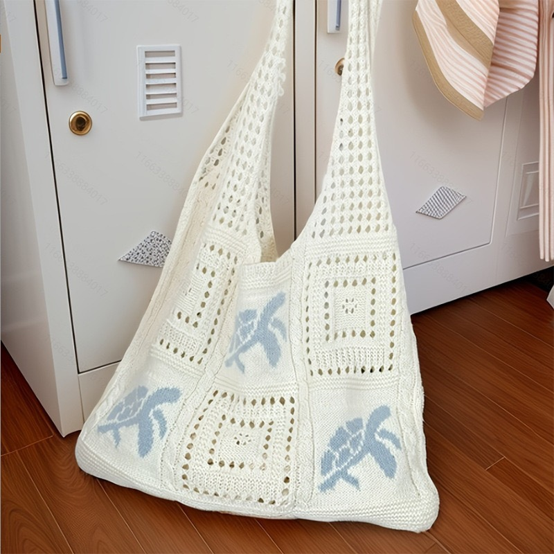 🌸Turtle Pattern Crochet Tote Bag