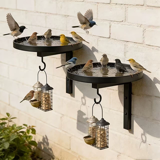 🐦 Wall-Mounted Metal Bird Bath Basin | Space-Saving Garden Bird Water Bowl for Patios, Fences & Outdoor Walls