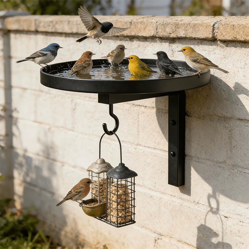 🐦 Wall-Mounted Metal Bird Bath Basin | Space-Saving Garden Bird Water Bowl for Patios, Fences & Outdoor Walls