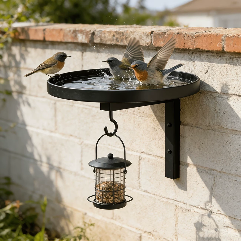 🐦 Wall-Mounted Metal Bird Bath Basin | Space-Saving Garden Bird Water Bowl for Patios, Fences & Outdoor Walls