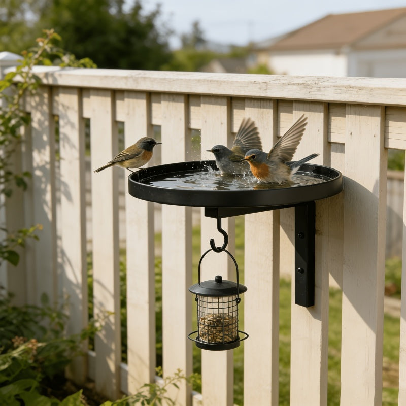 🐦 Wall-Mounted Metal Bird Bath Basin | Space-Saving Garden Bird Water Bowl for Patios, Fences & Outdoor Walls