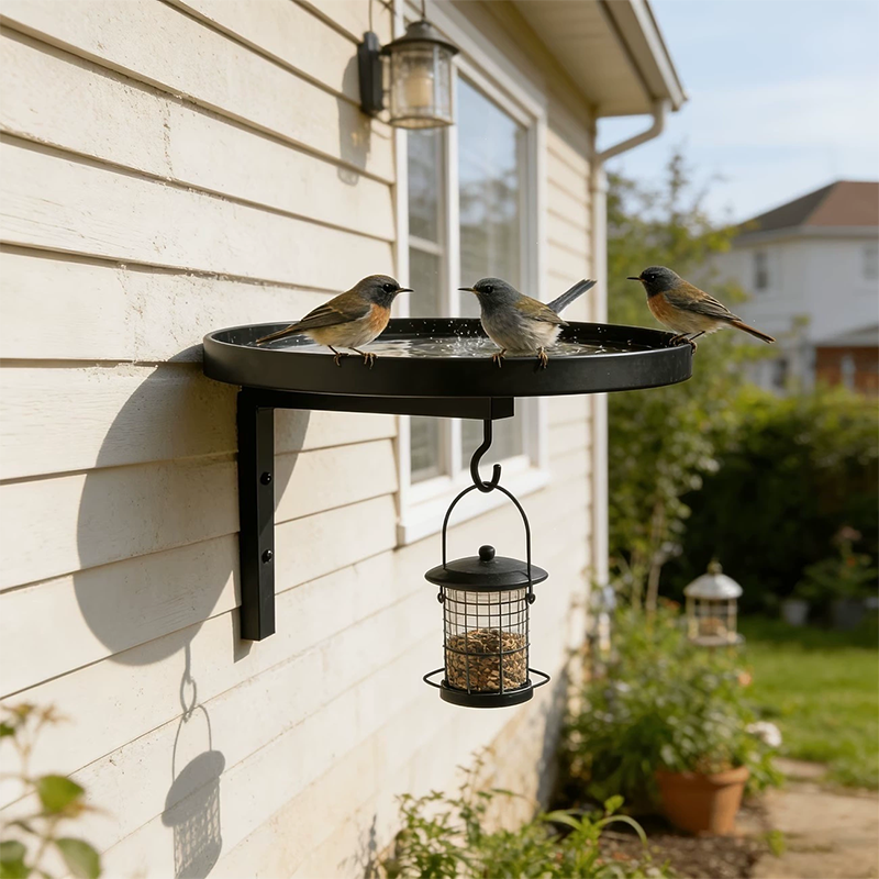 🐦 Wall-Mounted Metal Bird Bath Basin | Space-Saving Garden Bird Water Bowl for Patios, Fences & Outdoor Walls