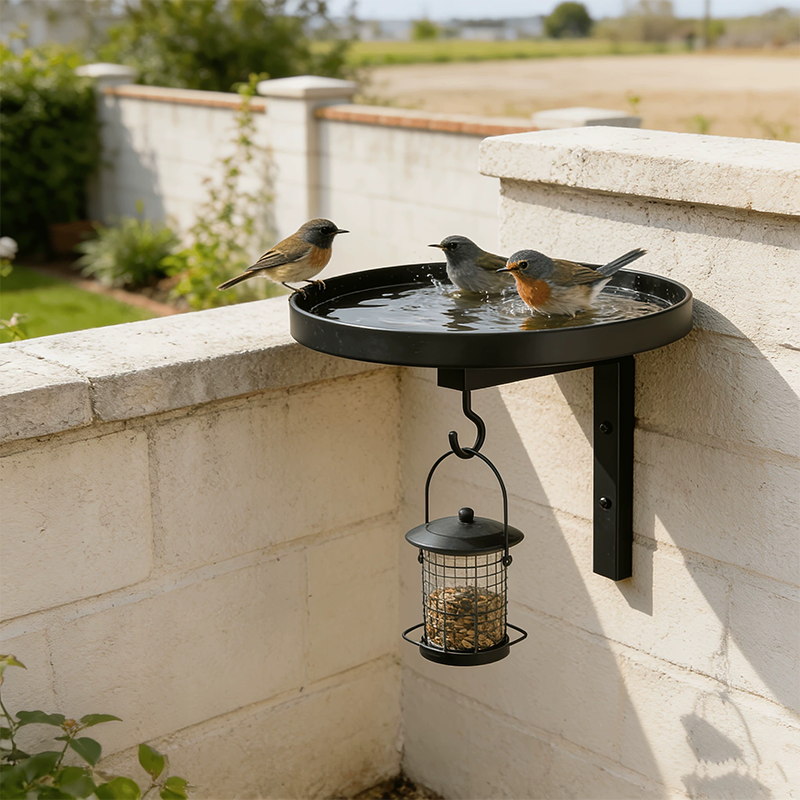 🐦 Wall-Mounted Metal Bird Bath Basin | Space-Saving Garden Bird Water Bowl for Patios, Fences & Outdoor Walls