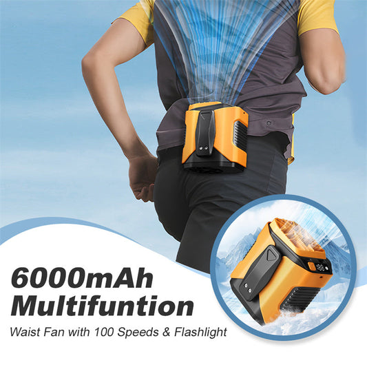 🔥LAST DAY 50% OFF🔥6000mAh Multifuntion Waist Fan with 100 Speeds & Flashlight