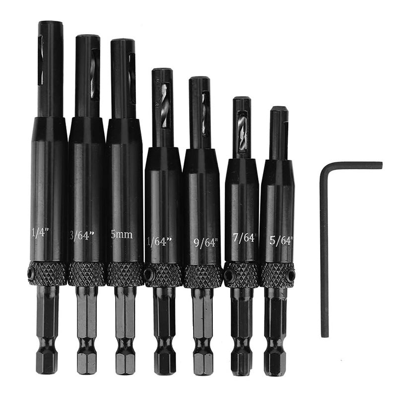 Self-Centering Hinge Drill Bit Set