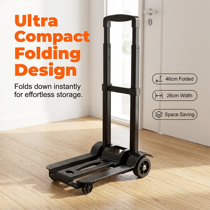 Foldable Utility Cart with Telescopic Handle and Smooth Wheels