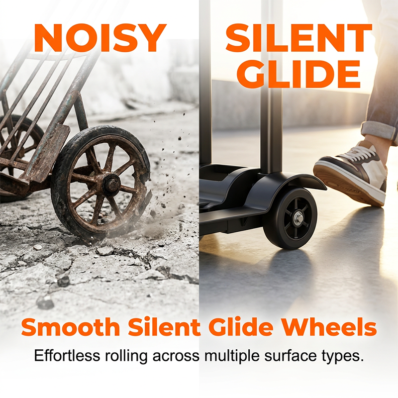 Foldable Utility Cart with Telescopic Handle and Smooth Wheels