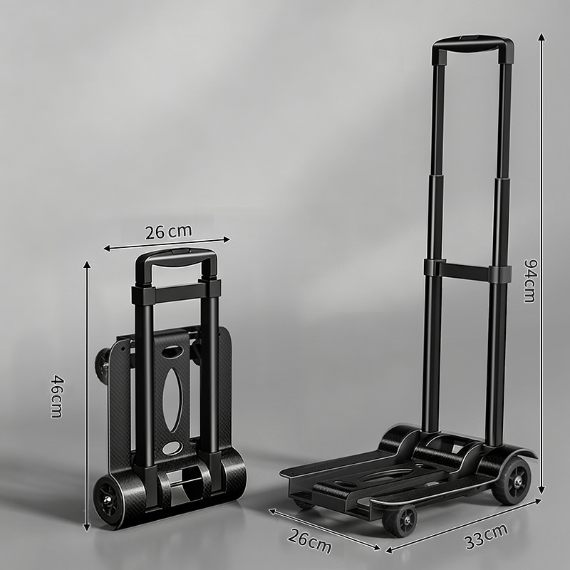 Foldable Utility Cart with Telescopic Handle and Smooth Wheels