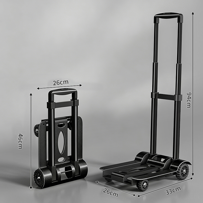 Foldable Utility Cart with Telescopic Handle and Smooth Wheels
