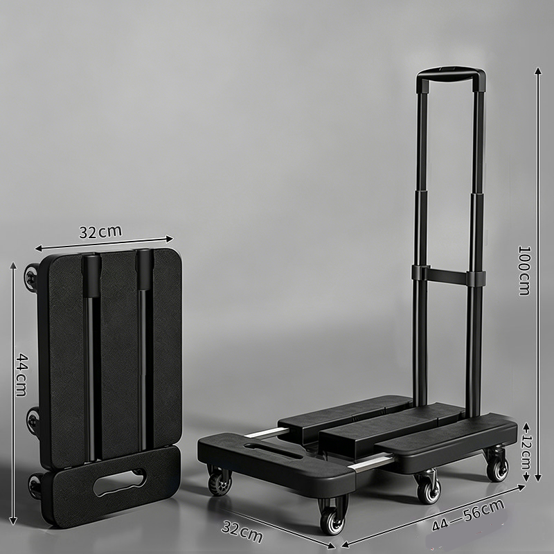 Foldable Utility Cart with Telescopic Handle and Smooth Wheels