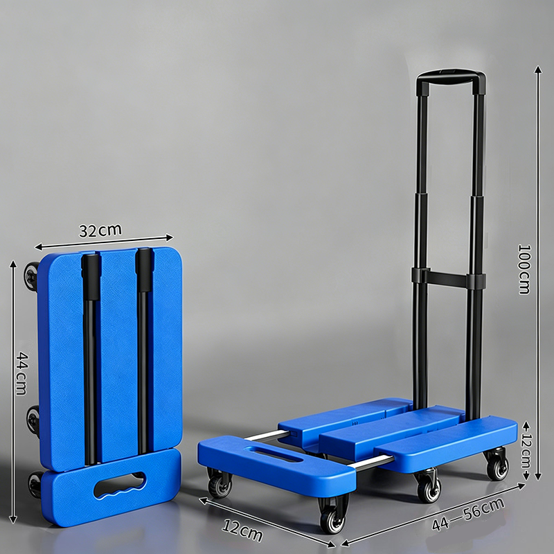 Foldable Utility Cart with Telescopic Handle and Smooth Wheels