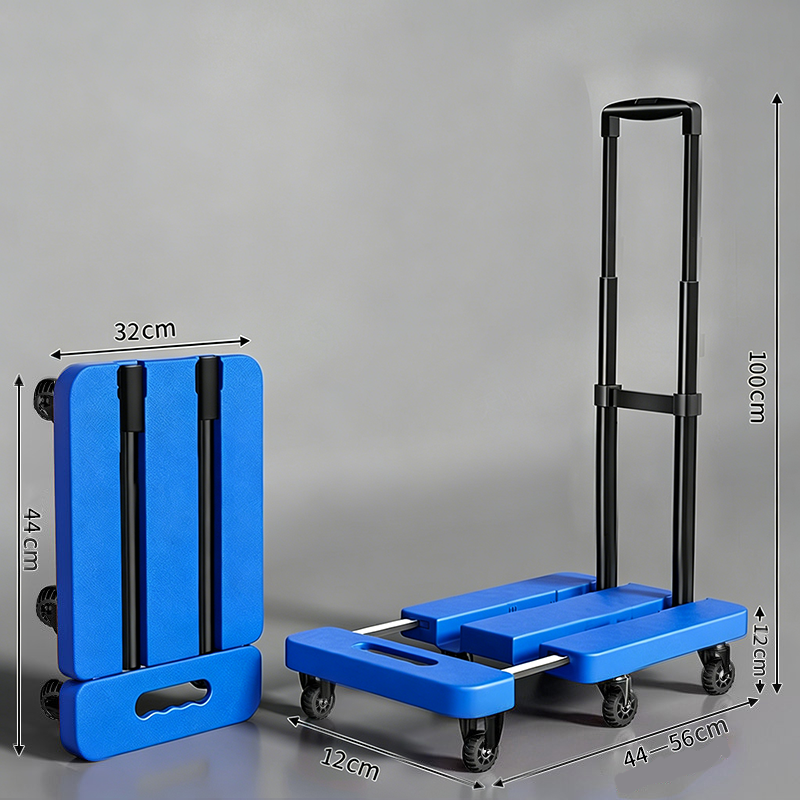 Foldable Utility Cart with Telescopic Handle and Smooth Wheels