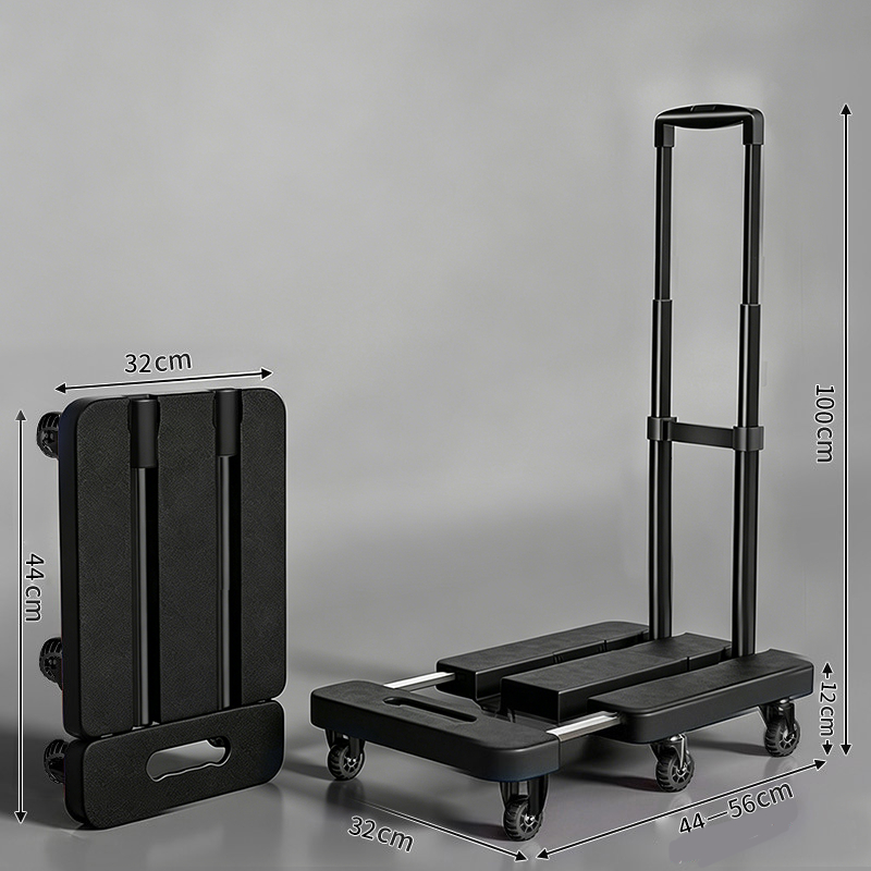 Foldable Utility Cart with Telescopic Handle and Smooth Wheels