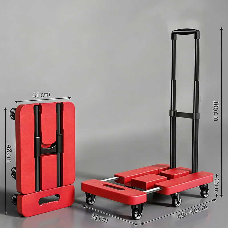 Foldable Utility Cart with Telescopic Handle and Smooth Wheels