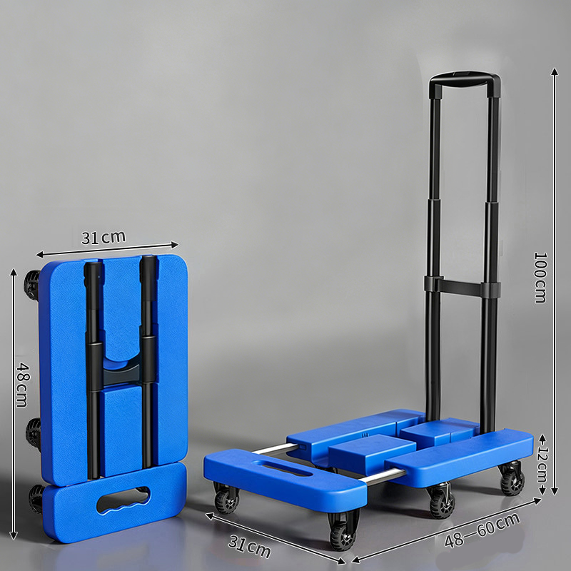 Foldable Utility Cart with Telescopic Handle and Smooth Wheels