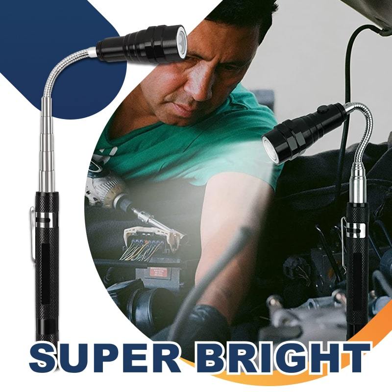 🔦Multifunctional Magnetic Telescopic Flashlight – Extendable, 360° Gooseneck, Super Bright 🛠️
