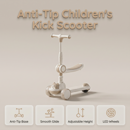 📢📢40% OFF !! ⏰🛴Anti-Tip Children's Kick Scooter with Luminous Wheels