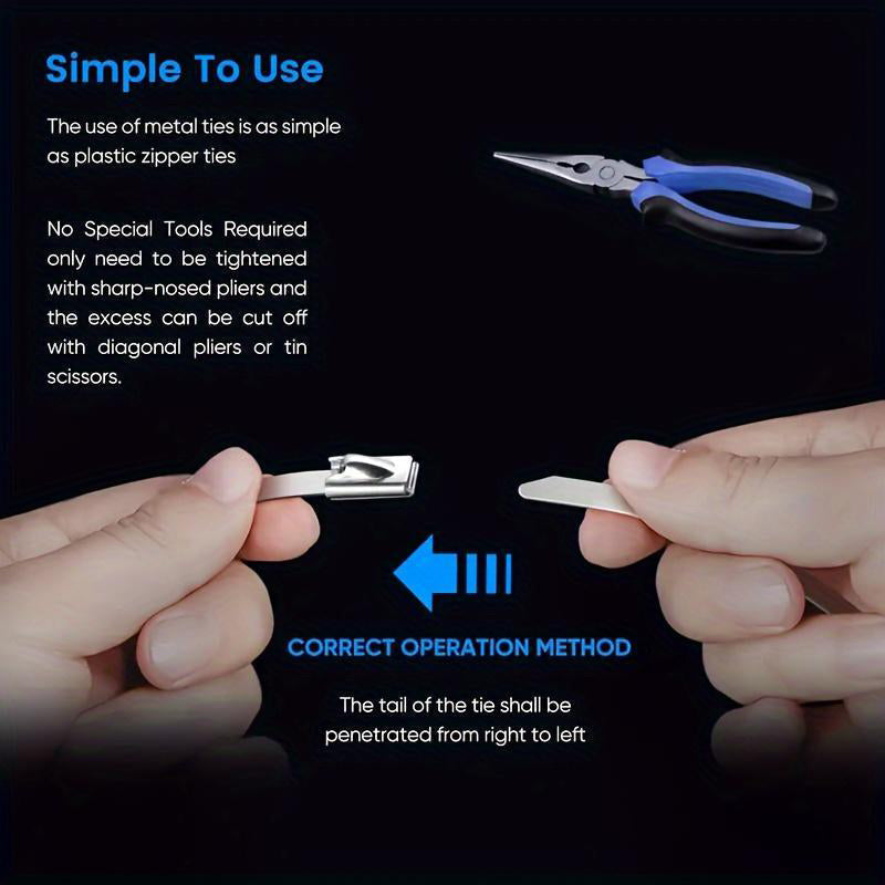 Heavy-Duty Self-Locking Stainless Steel Cable Ties