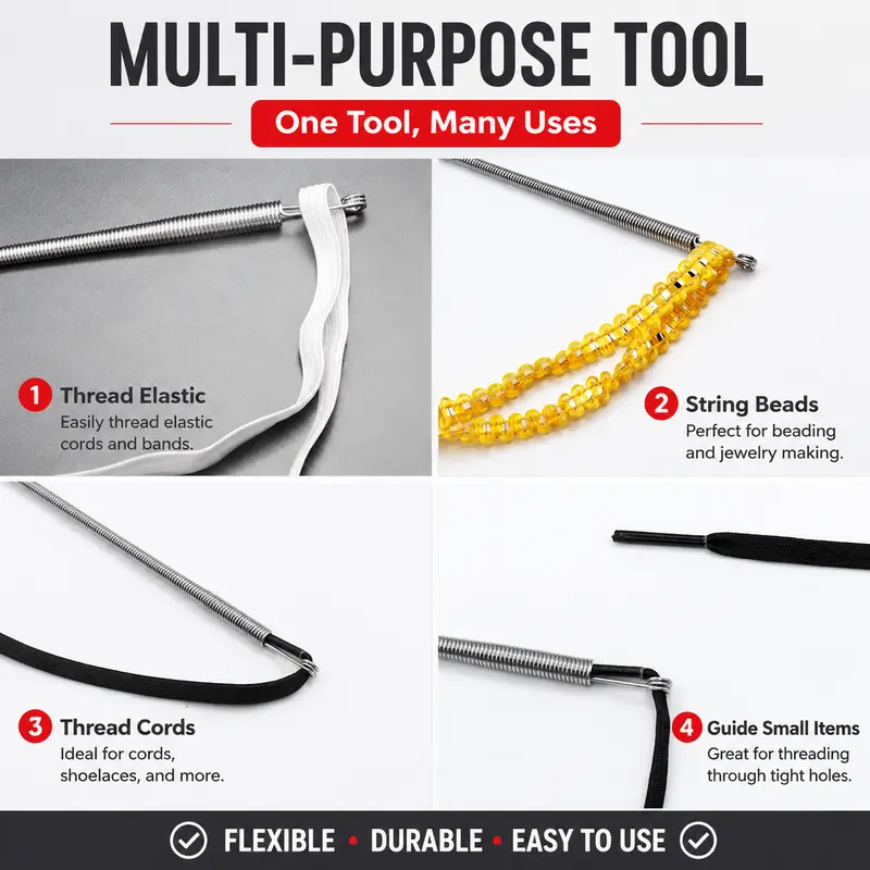 Stainless Steel Flexible Spring Drawstring Threader