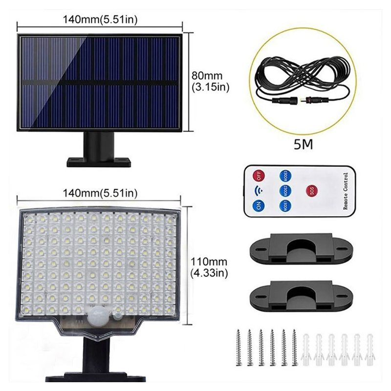 106 LED Solar Motion Sensor Outdoor Light with Remote
