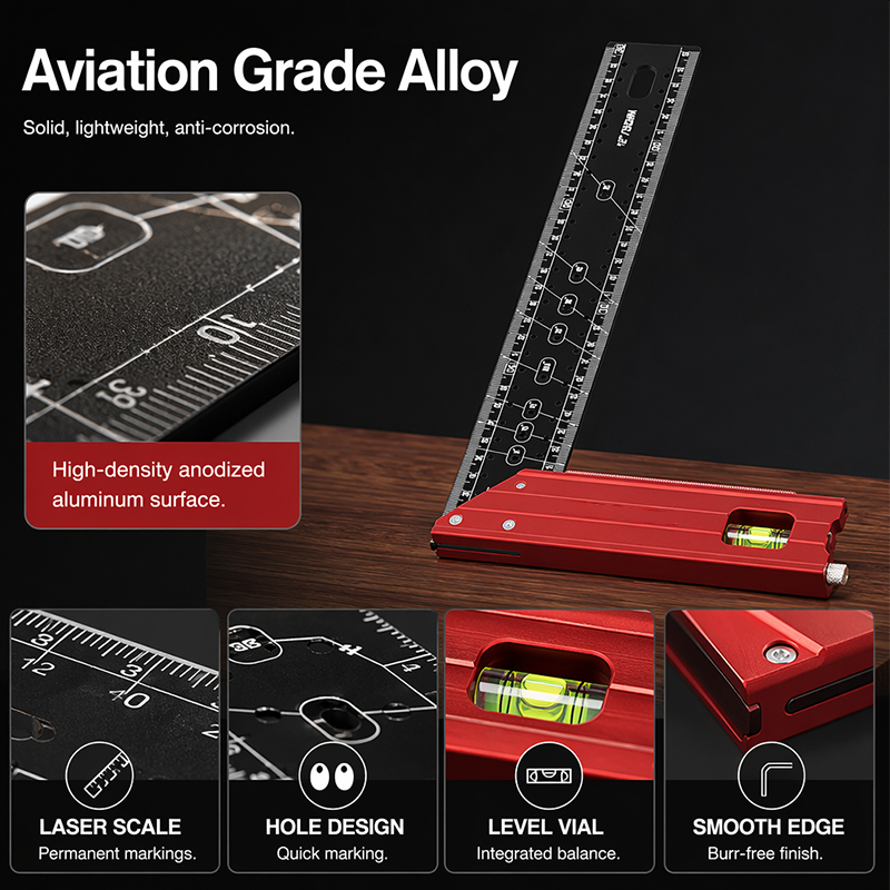 Aluminum Layout Square with Bubble Level