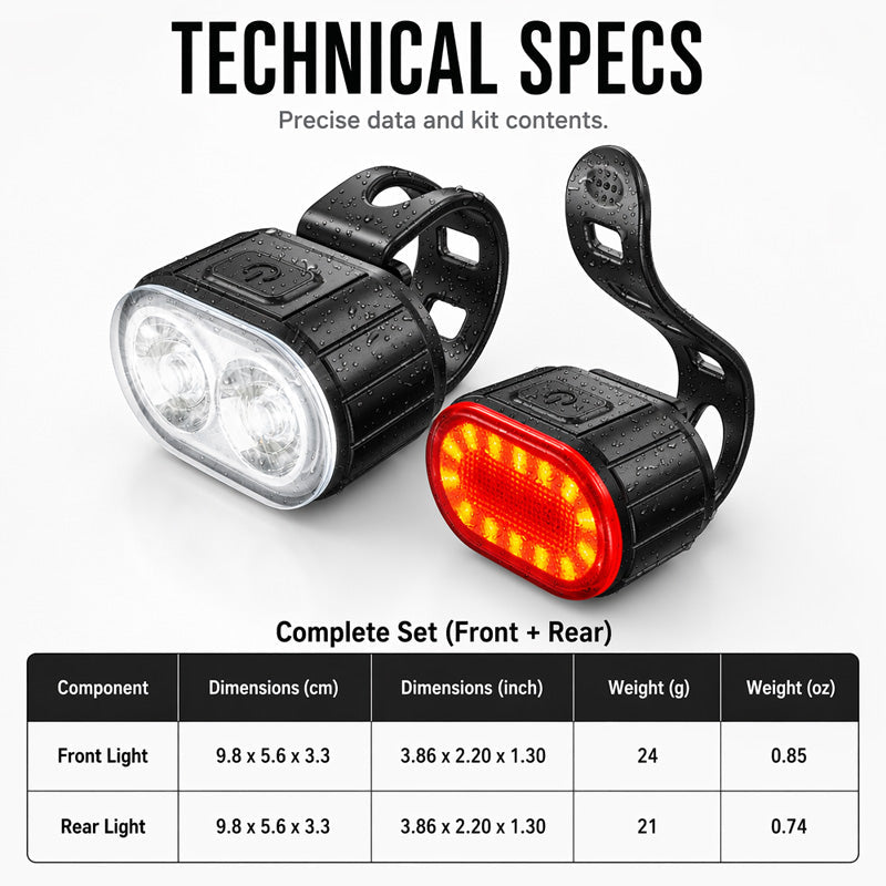 USB Rechargeable Bike Light Set